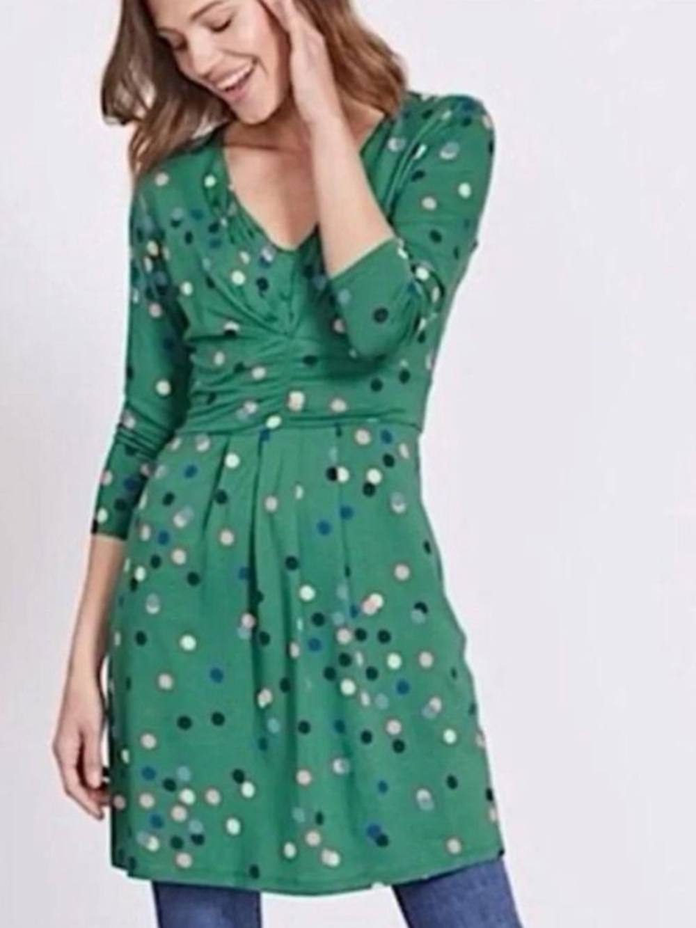 Boden Green Dot Melora Polka-Dot Wrap Dress Size 4 - Picture 3 of 9